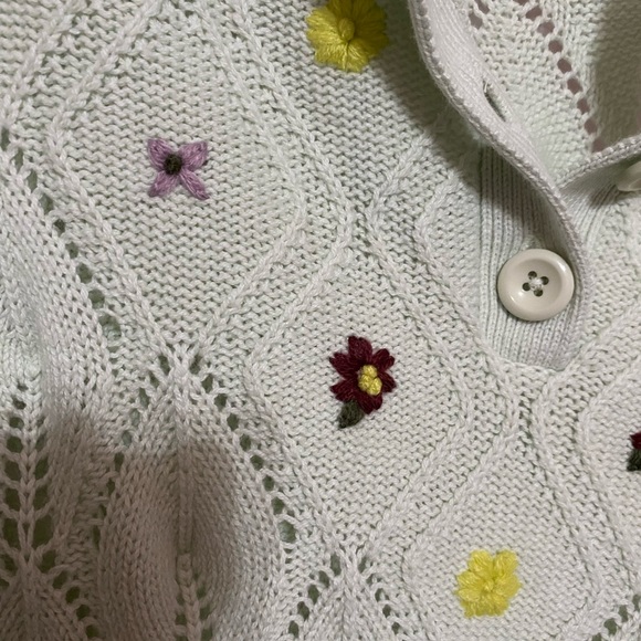 Sandy Liang x Target light green sweater with flower embroidery peter pan collar - Picture 7 of 7